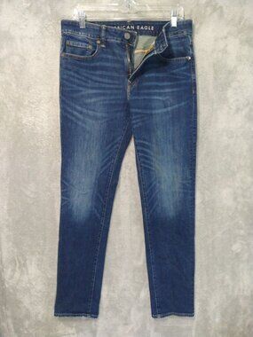 American Eagle Jeans Mens 32x34 Blue Denim Next Level Flex Slim Straight Dark